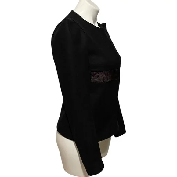 Maje XS Black Plum Contrast Front Snap Wool Cashmere Blazer - Picture 3 of 7